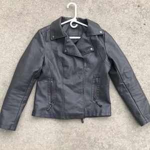 Faux Grey Leather Jacket, barely worn